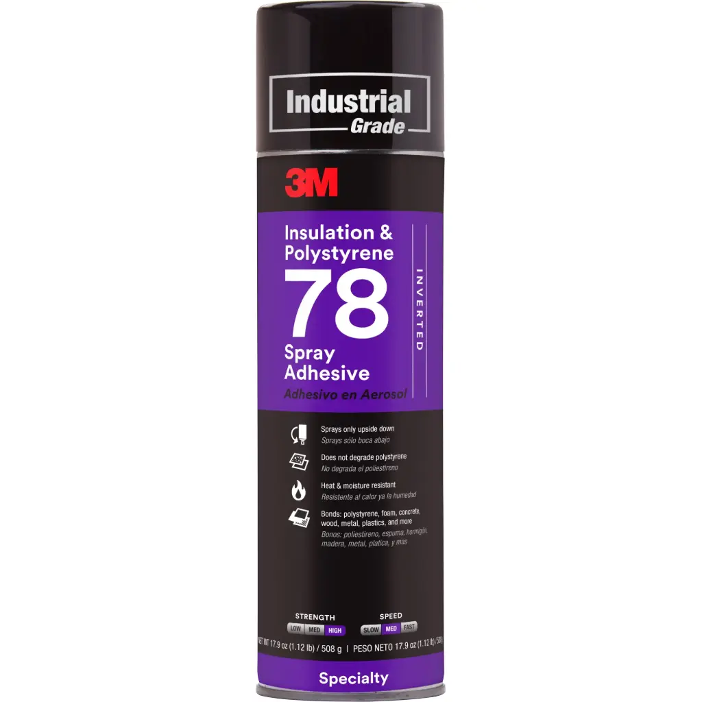 3M ADHÉSIF EN AÉROSOL POUR MOUSSE ISOLANTE EN POLYSTYRÈNE 78, 24 OZ, CANETTE AÉROSOL, TRANSPARENT
