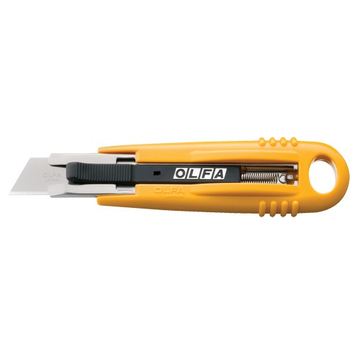 SAFETY KNIFE WITH SELF-RETRACTING BLADE, 19 MM, CARBON STEEL, HEAVY-DUTY, PLASTIC GRIP