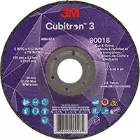 3M MEULE À COUPER & TRONÇONNER CUBITRONMC 3, 5" X 5/32", ARBRE DE 7/8", TYPE T27, GRAIN DE 36+, CÉRAMIQUE 