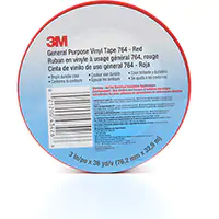 3M RUBAN EN VINYLE POUR TRAVAUX GÉNÉRAUX 764, 76 MM (3") LA X 32,9 M (108') LO, 5 MILS, ROUGE 