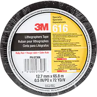 3M RUBAN POUR LITHOGRAPHE 616, 12,7 MM (1/2") X 66 M (216'), ROUGE 