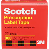 3M RUBAN POUR ÉTIQUETTE DE MÉDICAMENT D'ORDONNANCE SCOTCHMD, 50,8 MM (2") X 66 M (216'), TRANSPARENT 