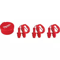 BOUCHONS D’OREILLES RÉUTILISABLES AVEC CORDON, 26 DB NRR, TAILLE UNIQUE – MILWAUKEE PAQUET DE 3 