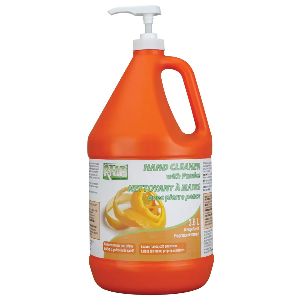 PRODUITS D’ENTRETIEN RMP NETTOYANT POUR LES MAINS À L'ORANGE, PIERRE PONCE, 3,6 L, CRUCHE, ORANGE