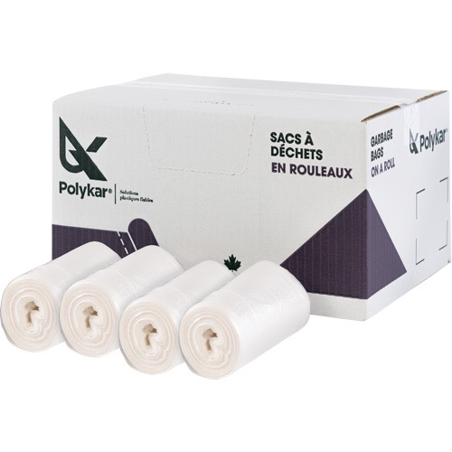 HIGH-DENSITY UTILITY TRASH BAGS, 22” W X 20” L, 8 MICRON, FROSTED, OPEN TOP