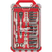 JEU DE CLIQUET ET DOUILLES AVEC ORGANISATEUR COMPACT À PROFIL BAS PACKOUT, 28 MCX, PRISE DE 3/8", PROFOND – MILWAUKEE TER120