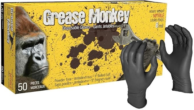 GREASE MONKEY 5555PF GANTS EN NITRILE DE 0,2 MM, 50 PAR BOÎTE