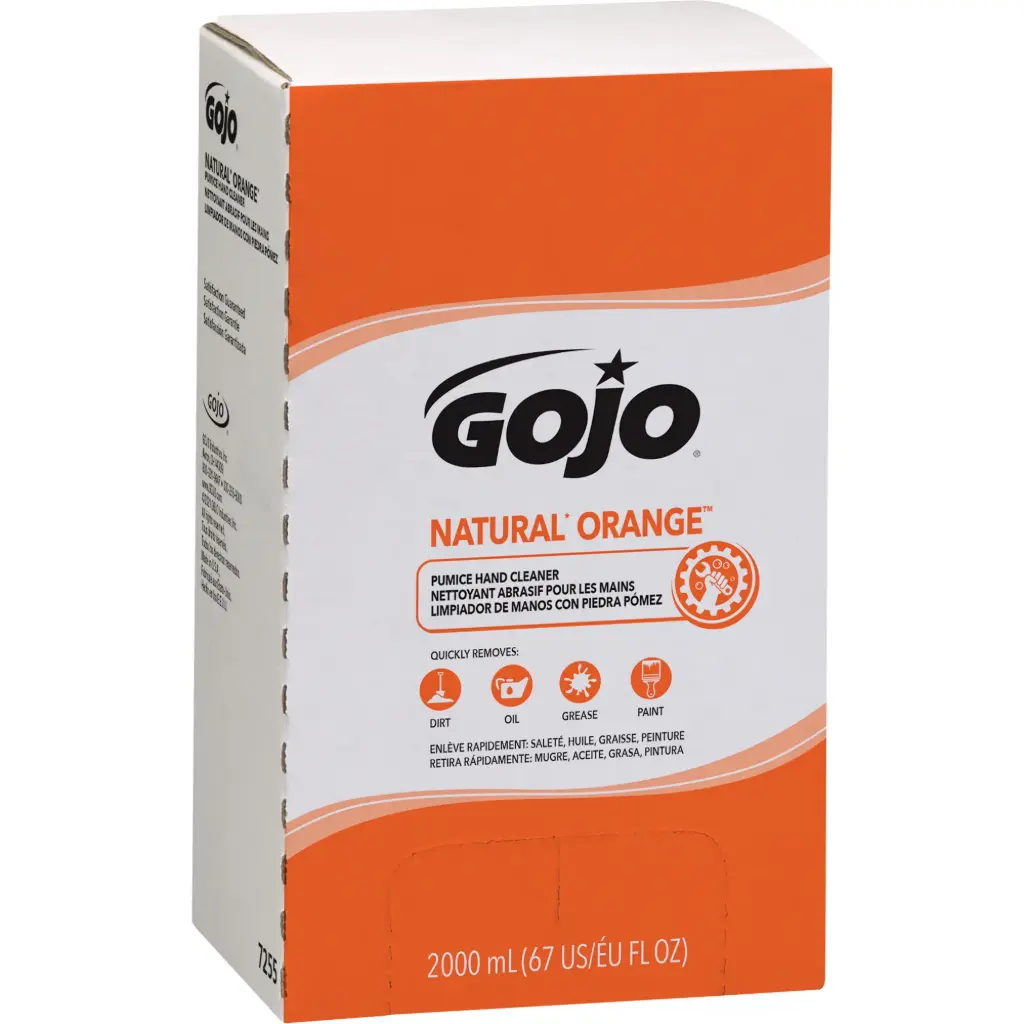 GOJO NETTOYANT POUR LES MAINS PRO™ TDX™ 2000 NATURAL ORANGE™, PIERRE PONCE, 2 L, RECHARGE, AGRUMES/ORANGE