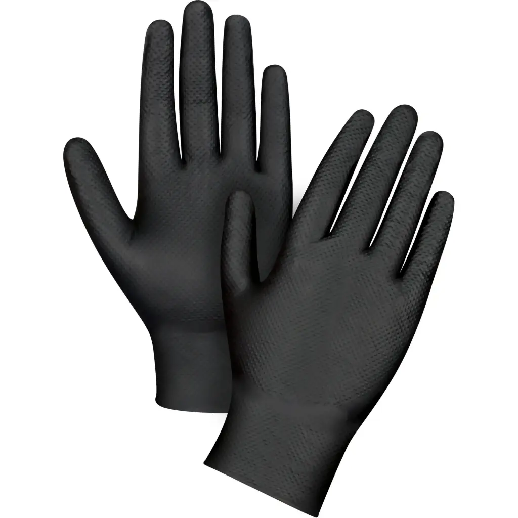 GANTS D’EXAMEN TACTILES ROBUSTES, TAILLE S, NITRILE, 8 MIL, SANS POUDRE, NOIR, GRAND - BOÎTE  50