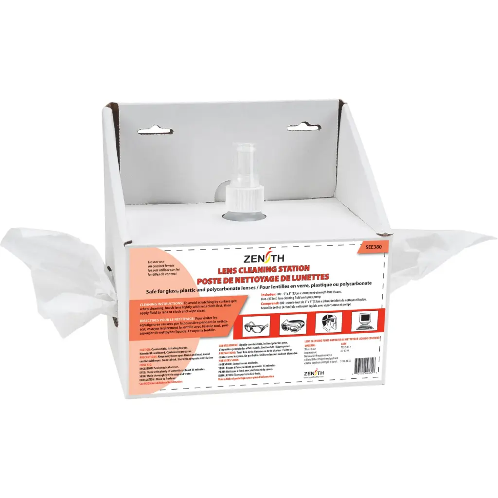 [SEE380] DISPOSABLE LENS CLEANING STATION, CARDBOARD, 8” L X 4” D X 8” H