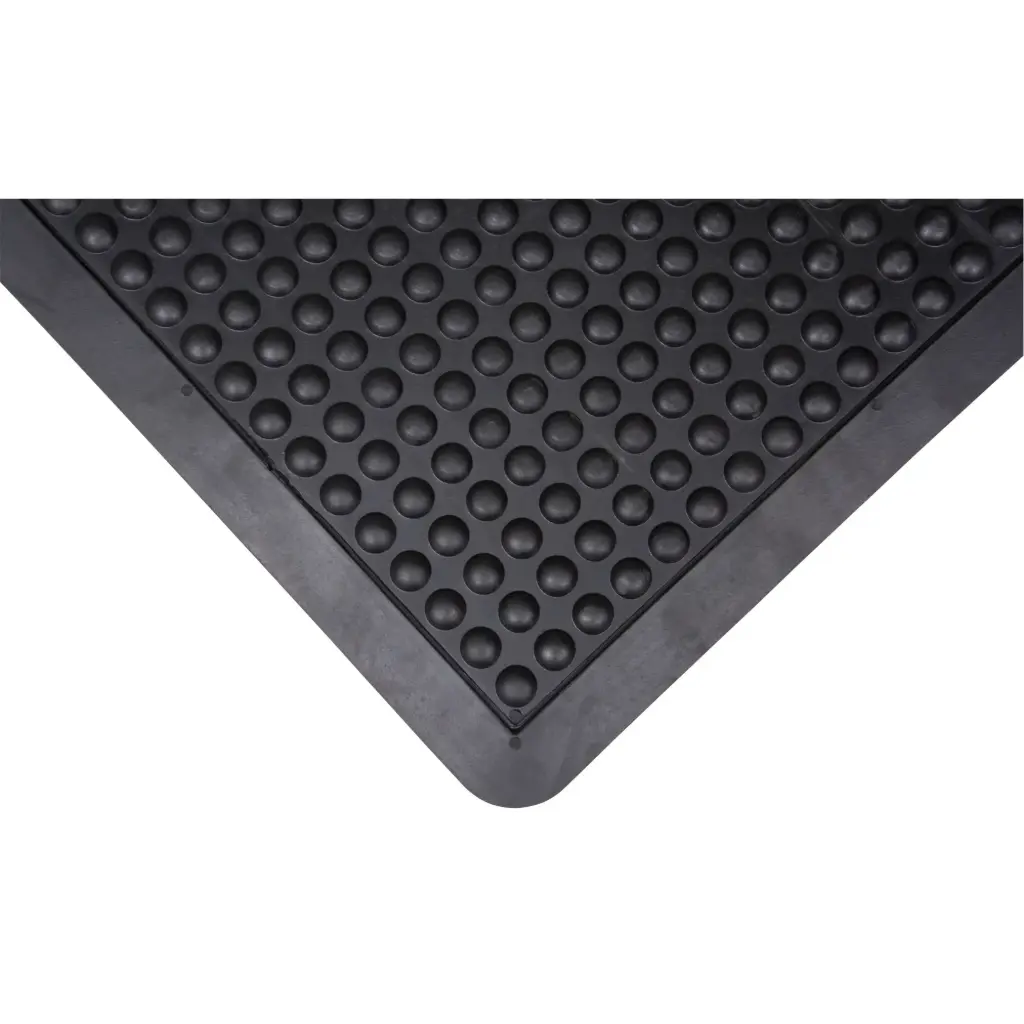 DOME-SHAPED ANTIFATIGUE MAT, BUBBLED, 3’ X 4’ X 1/2”, BLACK, RUBBER