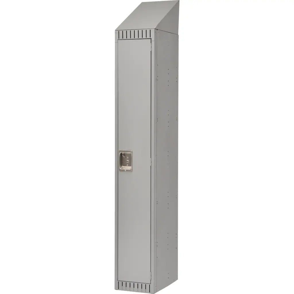 ASSEMBLED LOCKERS, 12” X 18” X 82”, STEEL, GREY, RIVETED (ASSEMBLED)