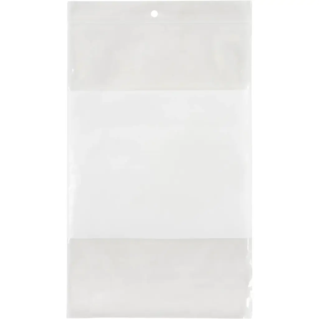 POLY BAGS WITH WHITE WRITABLE SPACE, RESEALABLE, 9” X 6”, 2 MIL PK 100