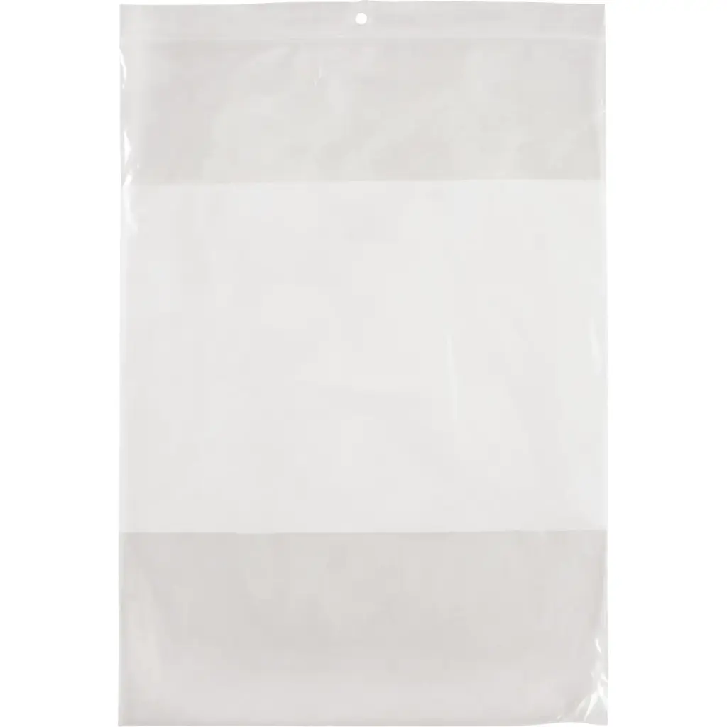POLY BAGS WITH WHITE WRITABLE SPACE, RESEALABLE, 12” X 9”, 2 MIL, PK100