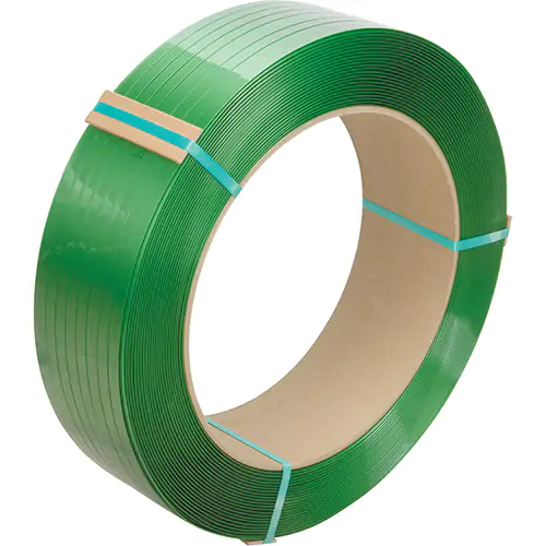 POLYESTER STRAPPING, 5/8” W X 3500’ L, GREEN, MANUAL GAUGE