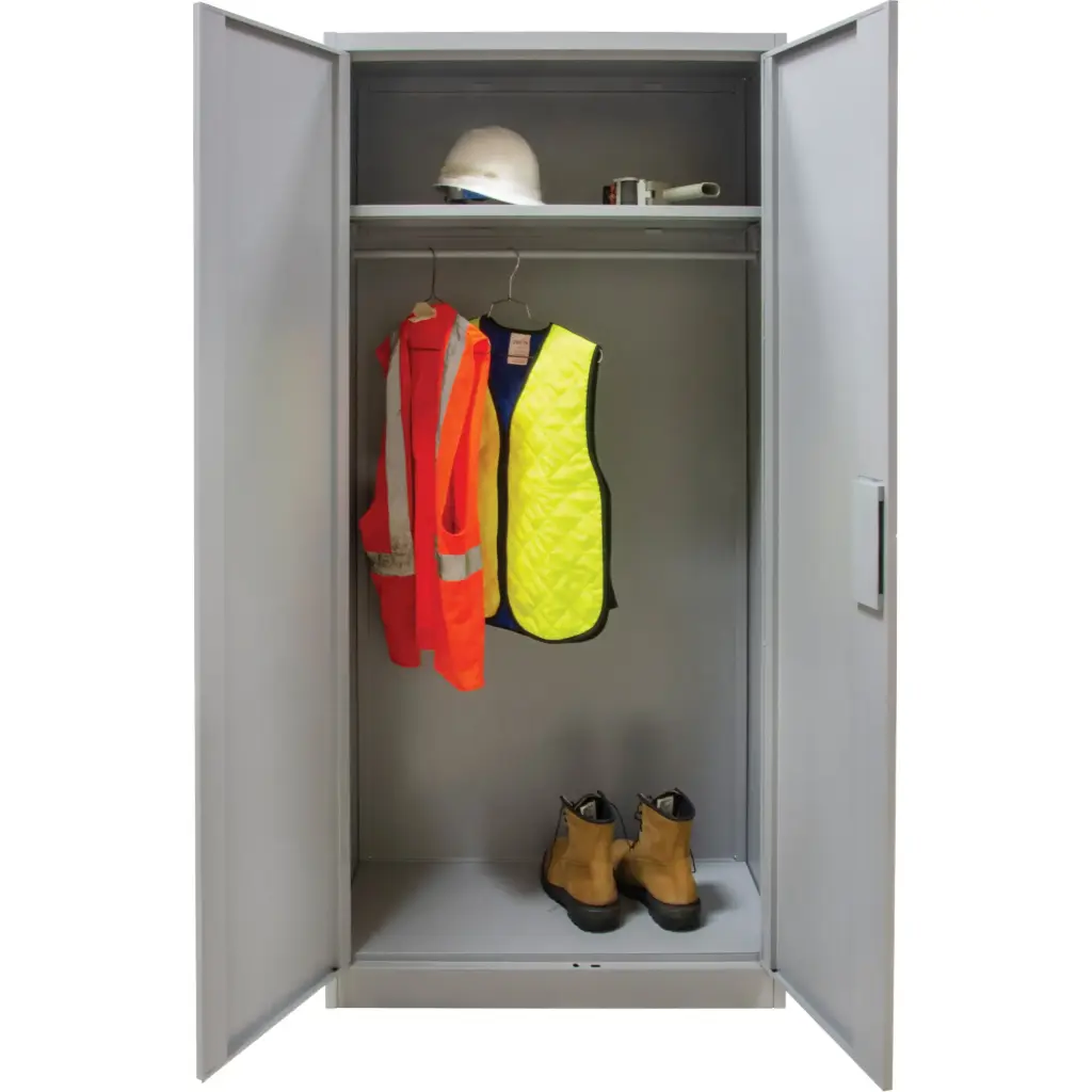 WARDROBE CABINET, STEEL, 36” W X 18” D X 72” H, GREY