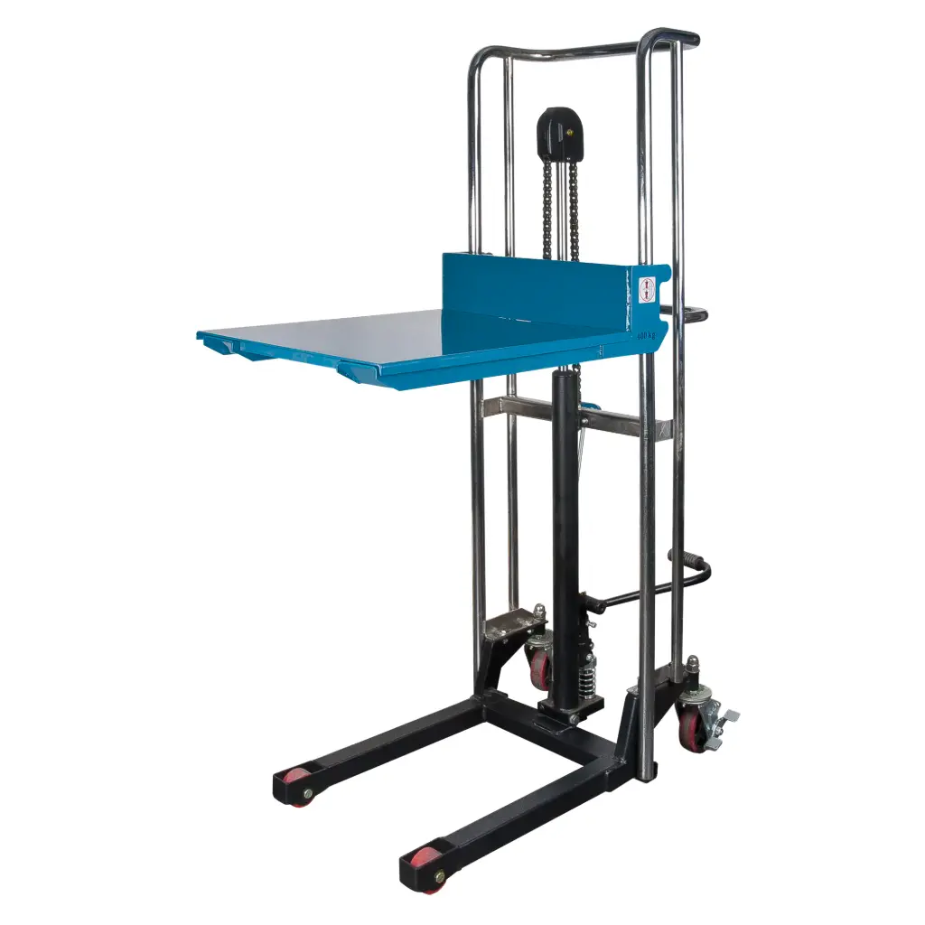 HYDRAULIC PLATFORM STACKER, FOOT PUMP MECHANISM, 880 LB CAPACITY, 60” MAX LIFT HEIGHT