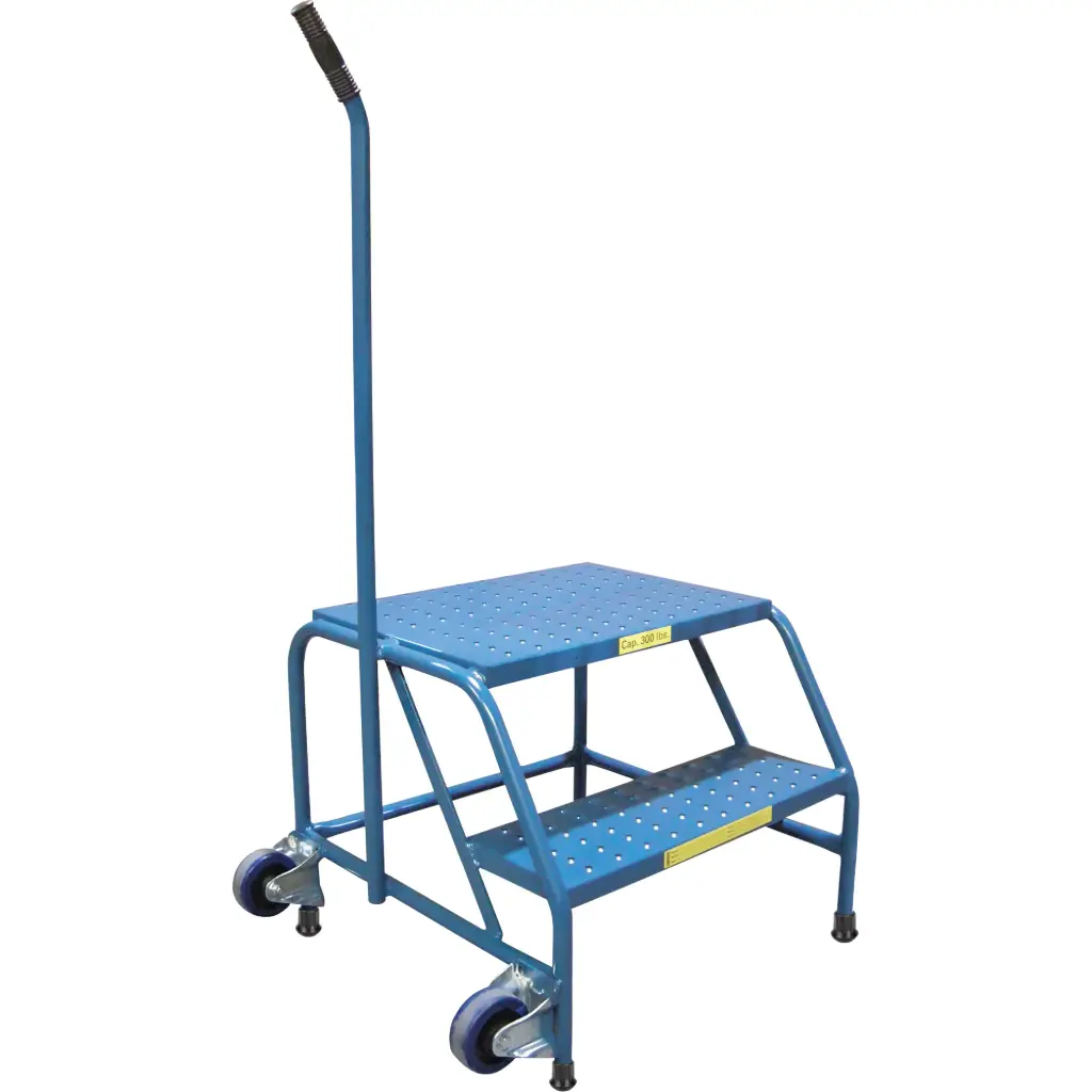 TILT-N-ROLL ROLLING STEP LADDER, 2 STEPS, 24” D X 29” W X 19” H, 300 LB CAPACITY