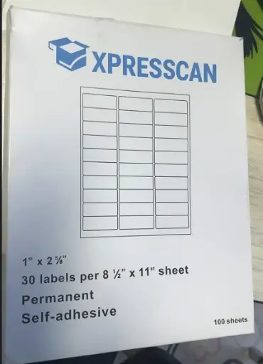 [XPC-FNSKU] White sticker - 1'' x 2 5/8''- 30 labels per 8 1/2'' x 11'' sheet 100 sheets per box