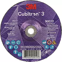 [NY601] 3M MEULE À RECTIFIER ET À TRONÇONNER CUBITRONMC 3, 4" X 5/32", ARBRE DE 3/8", TYPE 27, GRAIN DE 36, CÉRAMIQUE 