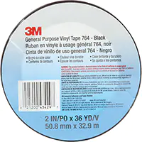 [AMB165] 3M RUBAN EN VINYLE POUR TRAVAUX GÉNÉRAUX 764, 50,8 MM (2") LA X 32,9 M (108') LO, 5 MILS, NOIR 