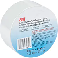 [PC889] 3M RUBAN EN VINYLE À USAGE GÉNÉRAL 764, 48 MM (2") LA X 32,9 M (108') LO, BLANC 