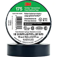[XI871] 3M RUBAN ISOLANT EN VINYLE À USAGE GÉNÉRAL TEMFLEXMC 175, 19 MM (3/4") X 18 M (60'), NOIR, 7 MILS 