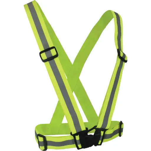 [SFU581] HARNAIS DE SÉCURITÉ ÉLASTIQUE, JAUNE LIME HAUTE VISIBILITÉ, COULEUR RÉFLÉCHISSANTE ARGENT, TAILLE UNIQUE