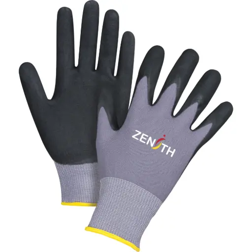 [SDP441] GANTS ZX-1 DE PREMIÈRE QUALITÉ COMPATIBLES AVEC LES ÉCRANS TACTILES, 9/GRAND, REVÊTEMENT NITRILE/MOUSSE DE NITRILE, CALIBRE 15, ENVELOPPE EN NYLON