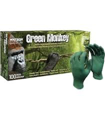 [AMAZON-9] WATSON GLOVES GREEN MONKEY GANTS JETABLES BIODÉGRADABLES 4 MM