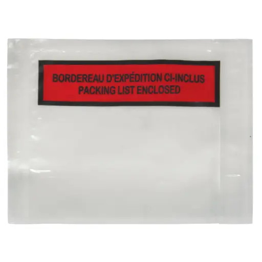 POCHETTE POUR BORDEREAU D'EXPÉDITION 4-1/2"X5-1/2", INSERTION PAR L'ARRIERE  - PQT 1000