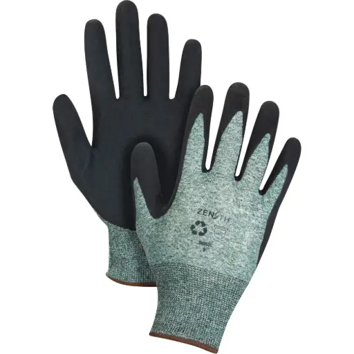 [SHI523] GANTS ÉCOLOGIQUES ENDUITS DE MOUSSE DE LATEX, TAILLE 7, CALIBRE 15, COQUE EN NYLON/RPET