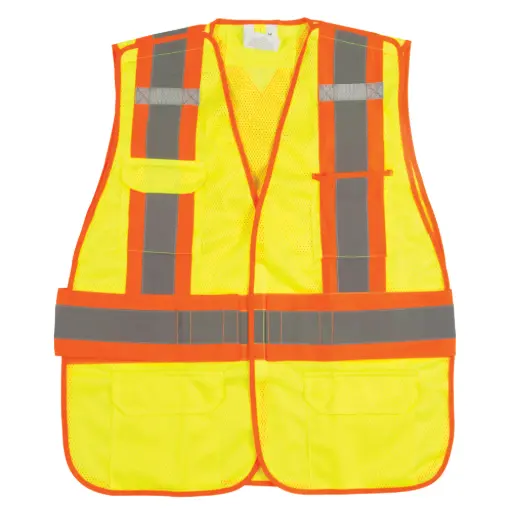 [SEK233] GILET D’ARPENTEUR HAUTE VISIBILITÉ CONFORME À LA NORME CSA, JAUNE CITRON HAUTE VISIBILITÉ, TAILLE L, POLYESTER