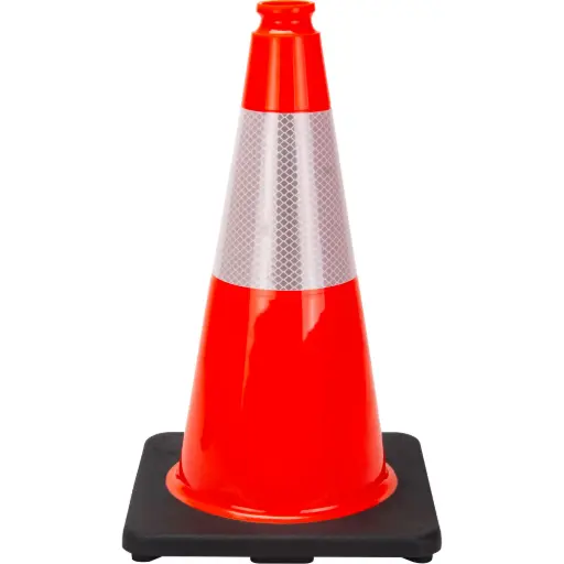 [SHL472] CÔNE DE SIGNALISATION HAUT DE GAMME ORANGE 18'' AVEC BANDE RÉFLÉCHISSANTE DE 6"