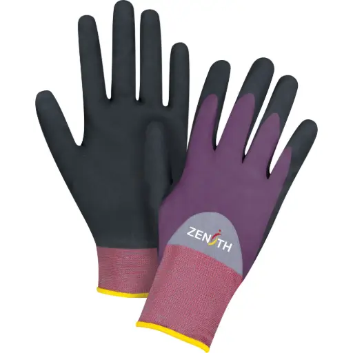 [SDP446] GANTS REVÊTUS ZX-2 PREMIUM, 9/GRAND, REVÊTEMENT NITRILE/ MOUSSE DE NITRILE, CALIBRE 18, COQUE EN NYLON 