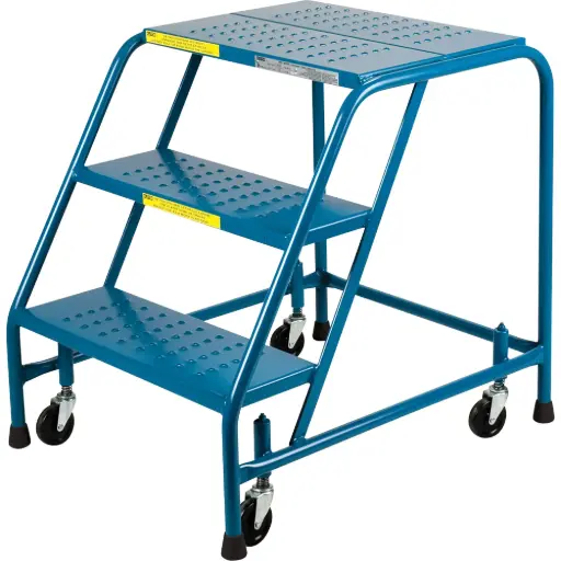 [MA613] CSA-CERTIFIED ROLLING LADDER WITH LOCKING FOOT, 3 STEPS, 22” STEP WIDTH, 28” PLATFORM HEIGHT, STEEL