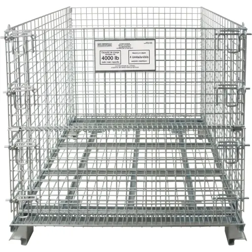 [CG201] CONTENEUR REPLIABLE EN MÉTAL GRILLAGÉ, 40" LA X 48" P X 42" H, CAPACITÉ DE 4000 LB